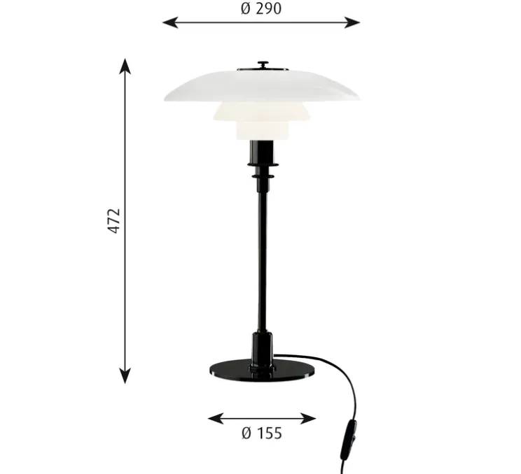 Lampe à poser, PH 3/2, noir, Ø29cm, H47,2cm - Louis Poulsen