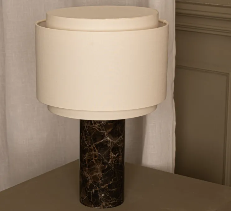 Lampe à poser, Pipito Duoble, Marbre Marron, Ø25cm, H39cm - Simone & Marcel