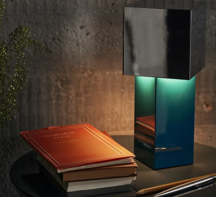 Lampe à poser, Pivot ATD7, bleu, argent, IP44, Ø10cm, H26cm - Andtradition