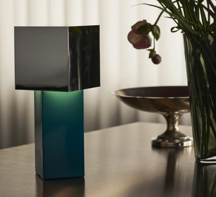 Lampe à poser, Pivot ATD7, bleu, argent, IP44, Ø10cm, H26cm - Andtradition