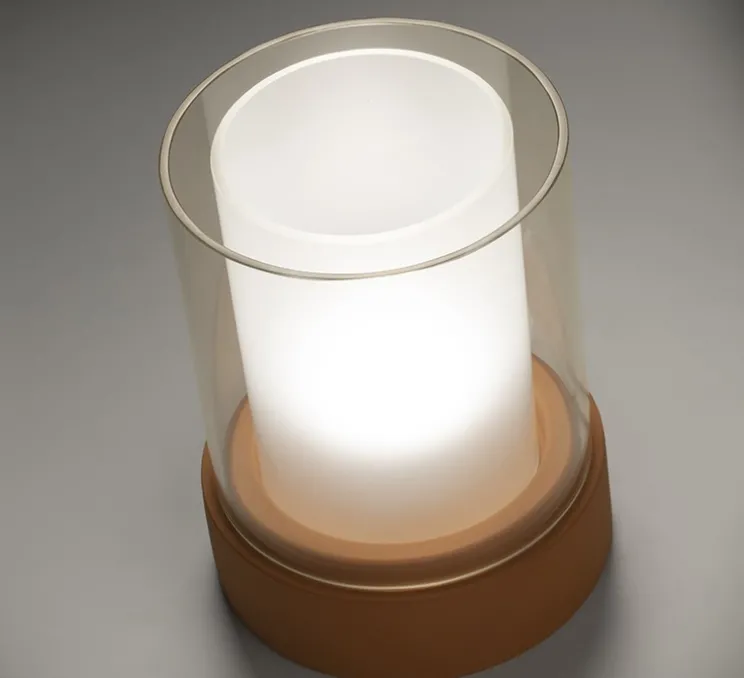 Lampe à poser, PotLight, verre transparent, base céramique, Ø21cm, H26cm - Alma light