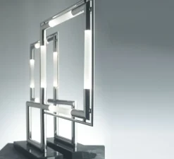 Lampe à poser, Quadro, chrome, noir marquina, Led, 2700K, 2000lm, L60cm, H58cm - LUMEN CENTER ITALIA