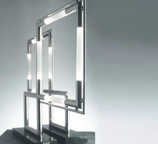 Lampe à poser, Quadro, chrome, noir marquina, Led, 2700K, 2000lm, L60cm, H58cm - LUMEN CENTER ITALIA