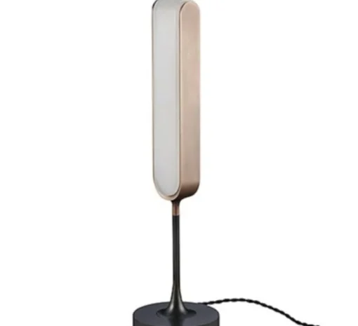 Lampe à poser, Quatre Cent Quarante, Bronze patiné et blanc albâtre, LED, 2700K, 100 lm, L6,1cm, H50cm - Entrelacs