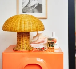 Lampe à poser, Rattan, moutarde, Ø34cm, H30cm - HK Living