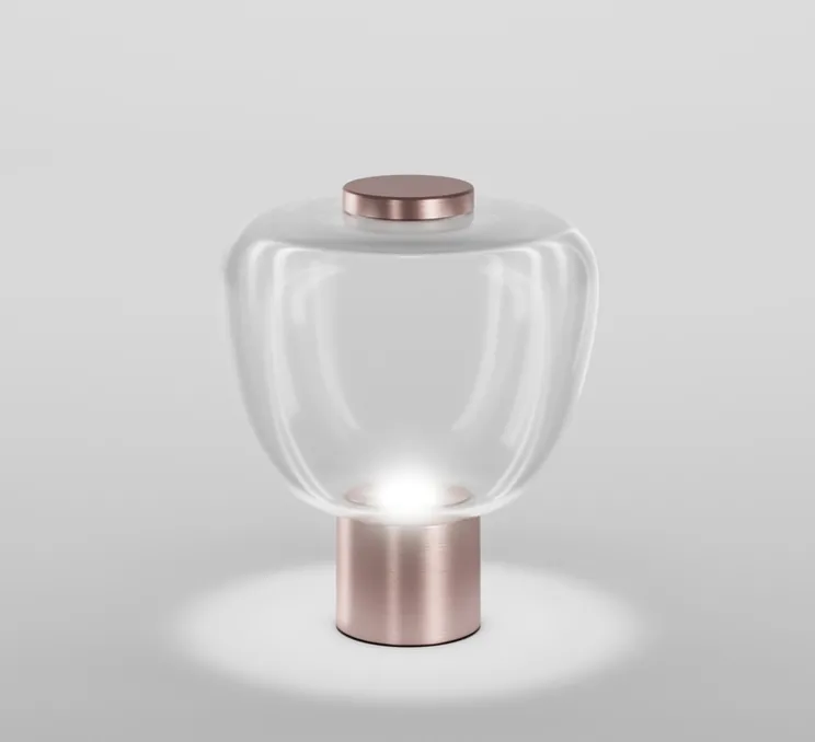 Lampe à poser, Riflesso LT 3, rose satiné, cristal, LED, 2700K, 1400 lm, Ø11cm, H37cm - Vistosi