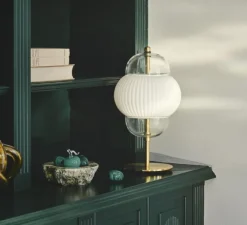 Lampe à poser, Shahin, Opal, doré, transparent, Ø23cm, H43cm - Design by us