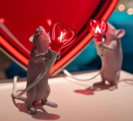 Lampe à poser, Souris, Mouse Lamp Step Standing Love Edition, rose, L13,3cm, H14,5cm - Seletti