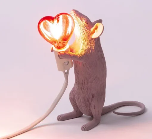 Lampe à poser, Souris, Mouse Lamp Step Standing Love Edition, rose, L13,3cm, H14,5cm - Seletti