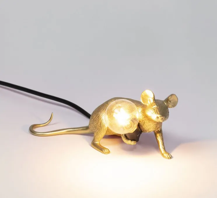 Lampe à poser, Souris, Mouse Lamp Lop Lying Down, or, L21cm, H8,1cm - Seletti
