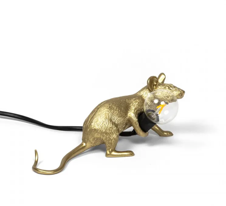 Lampe à poser, Souris, Mouse Lamp Lop Lying Down, or, L21cm, H8,1cm - Seletti