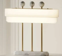 Lampe à poser, Spate, laiton, marbre carrara, L44cm, H40cm - Bert Frank