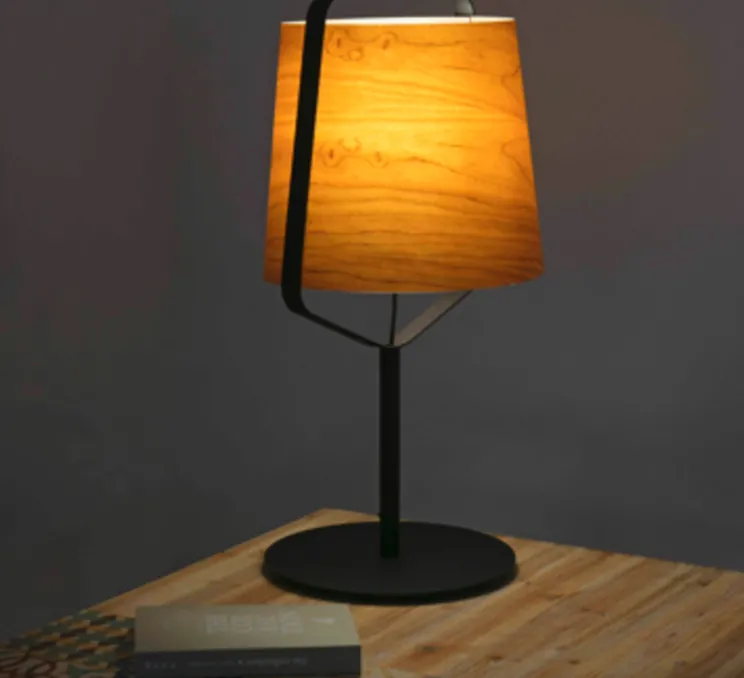 Lampe à poser, STOOD, bois, noir, LED, Ø27cm, H71cm - Faro