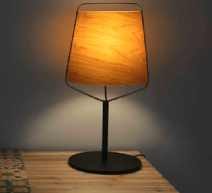 Lampe à poser, STOOD, bois, noir, LED, Ø27cm, H71cm - Faro