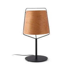 Lampe à poser, STOOD, bois, noir, LED, Ø27cm, H71cm - Faro