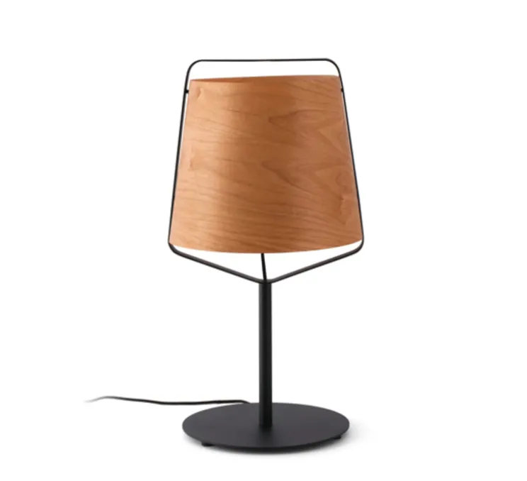 Lampe à poser, STOOD, bois, noir, LED, Ø27cm, H71cm - Faro