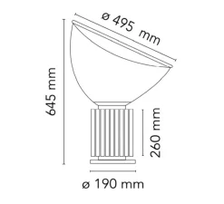 Lampe à poser, Taccia PMMA, argent anodisé, LED, 2700K, 1400lm, Ø49,5cm, H64,5cm - Flos