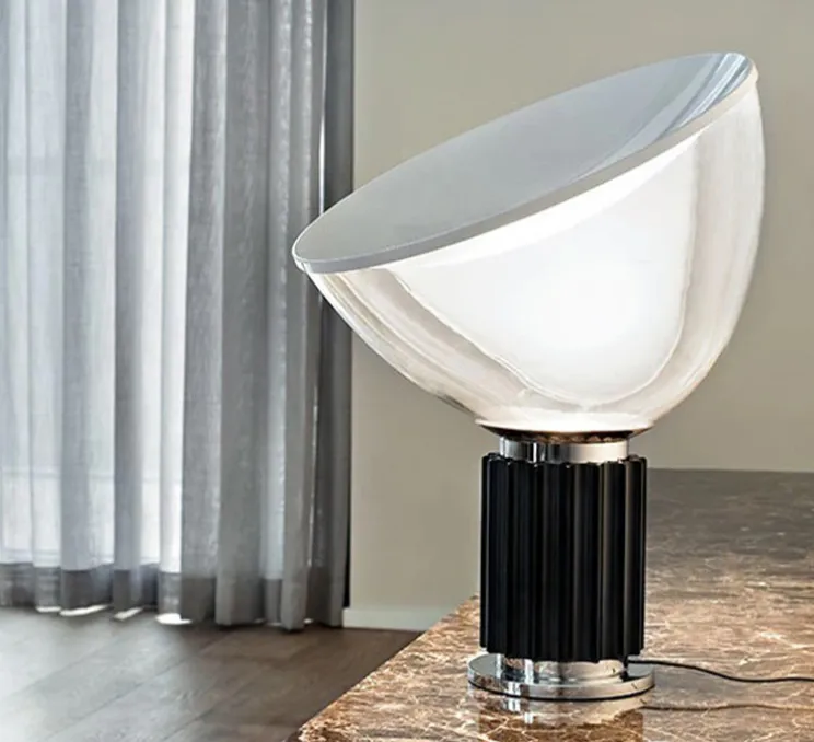 Lampe à poser, Taccia Small Verre, noir, LED, dim, 2700K, 800lm, Ø37,3cm, H48,5cm - Flos