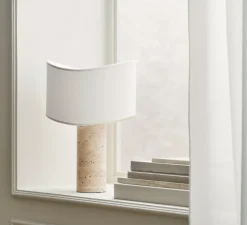 Lampe à poser, Tajo, ivoire, travertin, Ø30cm, H45cm - Bolia