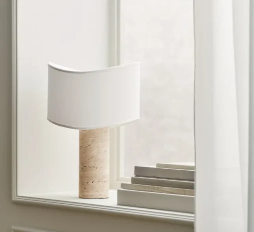 Lampe à poser, Tajo, ivoire, travertin, Ø30cm, H45cm - Bolia