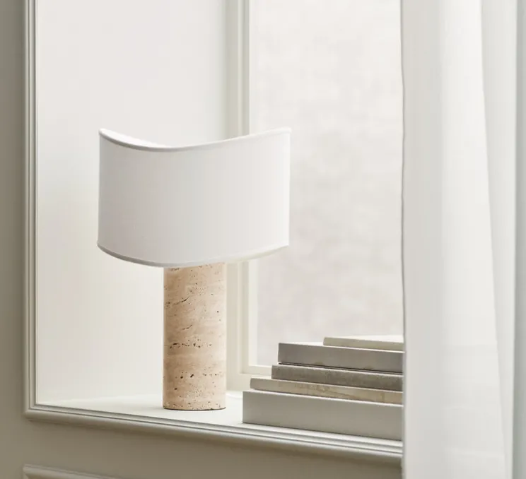 Lampe à poser, Tajo, ivoire, travertin, Ø30cm, H45cm - Bolia