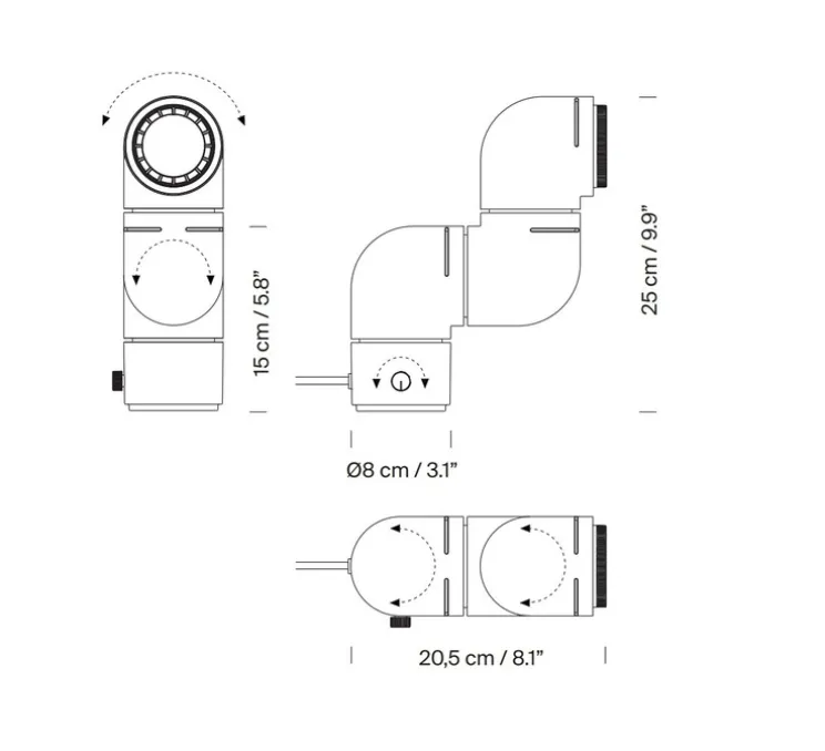 Lampe à poser, Tatu, blanc, LED, dim, 2700K, 171 lm, L8cm, H25cm - Santa & Cole