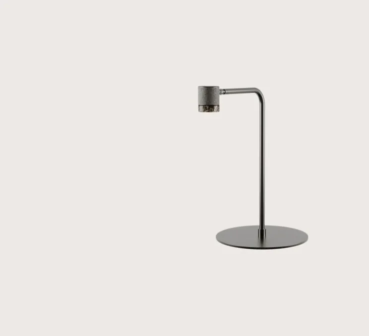 Lampe à poser, Tea, S1337, gris métallique, marbre marron, LED, dim, 2700K, 600 lm, L25cm, H39,5cm - Aromas del Campo