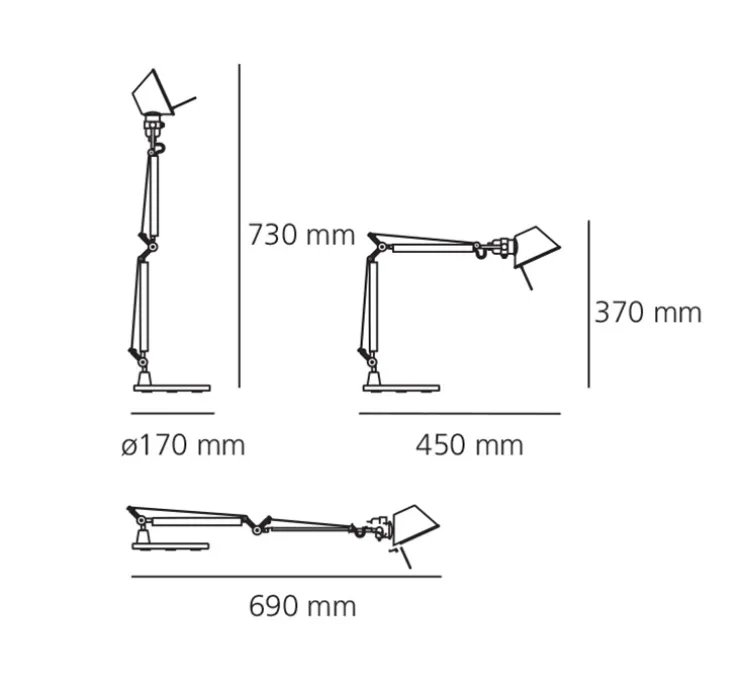 Lampe à poser, Tolomeo Micro, orange anodisé, L17cm, H37-73cm - Artemide