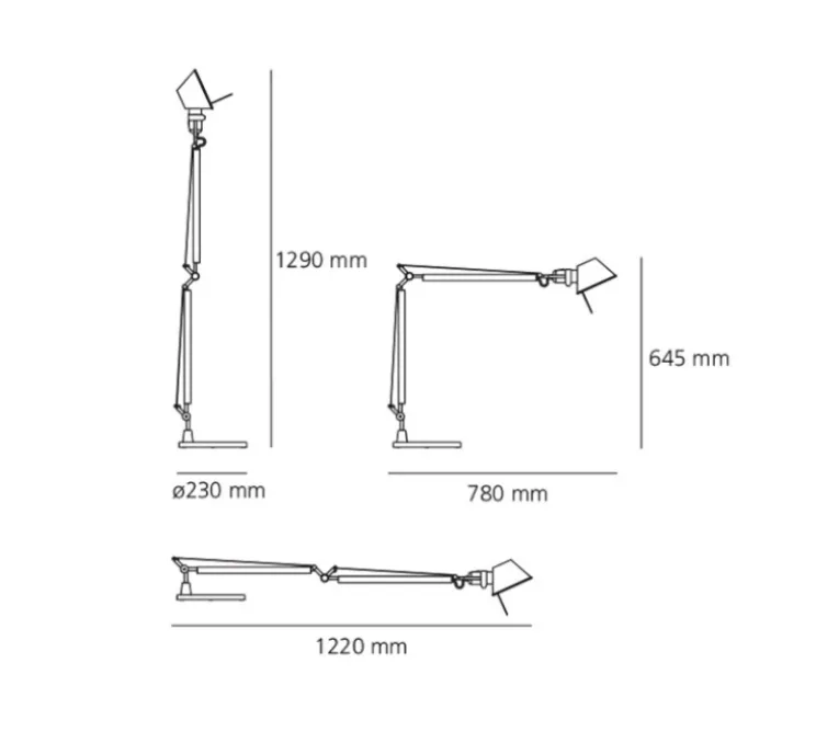 Lampe à poser, Tolomeo Table, LED, aluminium, dimmable, H129cm, L122cm - Artemide