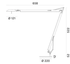 Lampe à poser, Torino, gris, LED, dim, 2700K, 947 lm, L79,4cm, H88,9cm - Stilnovo