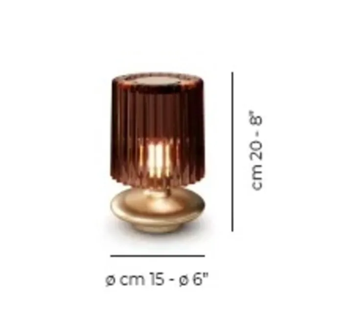 Lampe à poser, Tread LT, terre brûlé, transparent, Ø15cm, H20cm - Vistosi