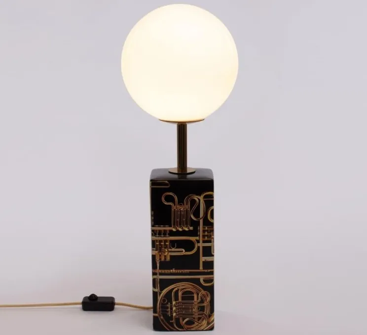 Lampe à poser, Trumpets, noir, doré, Ø13,5cm, H70cm - Seletti