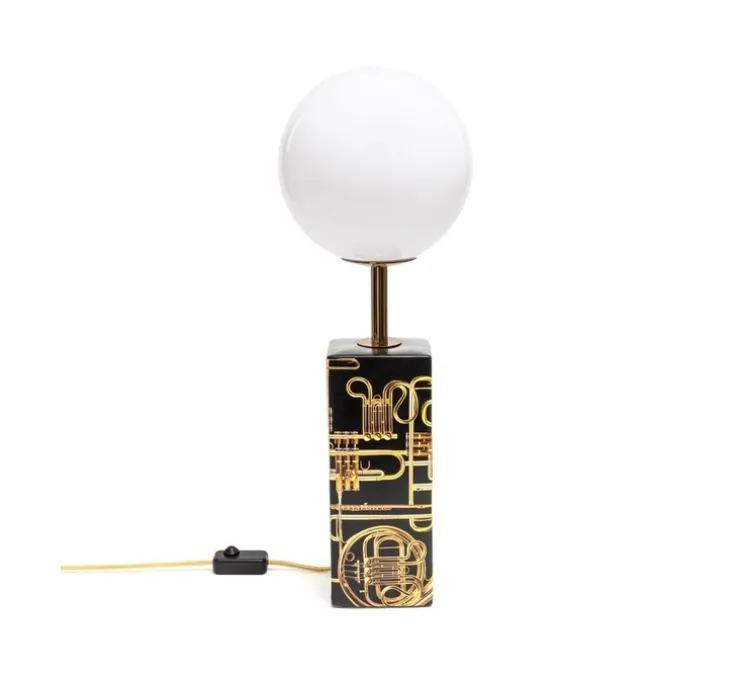 Lampe à poser, Trumpets, noir, doré, Ø13,5cm, H70cm - Seletti