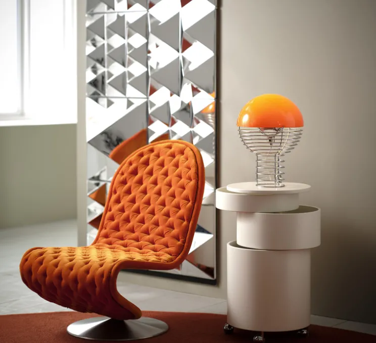 Lampe à poser, Wire, orange, chrome, Ø30cm, H42cm - Verpan