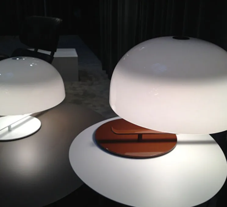 Lampe à poser, Zanuso, marron, blanc, Ø42cm - Oluce