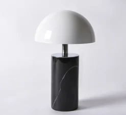 Lampe, Baladeuse, Adei, Marbre noir, abat-jour blanc, IP44, LED, dim, 3000K, 350 lm, Ø15cm, H23cm - BACCARIS