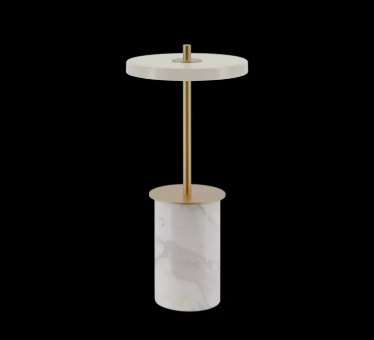 Lampe, Baladeuse, Asteria Move mini, Marbre blanc, LED, dim, 2600K, 124 lm, Ø12cm, H25,5cm - Umage