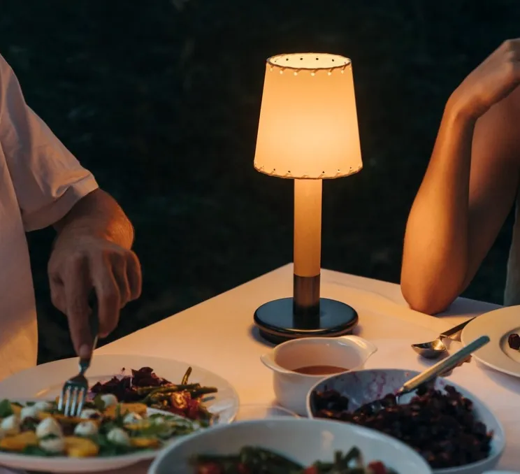 Lampe, Baladeuse, Basica Minima Bateria, parchemin, LED, dim, 2200K, 38 lm, Ø12,5cm, H33cm - Santa & Cole