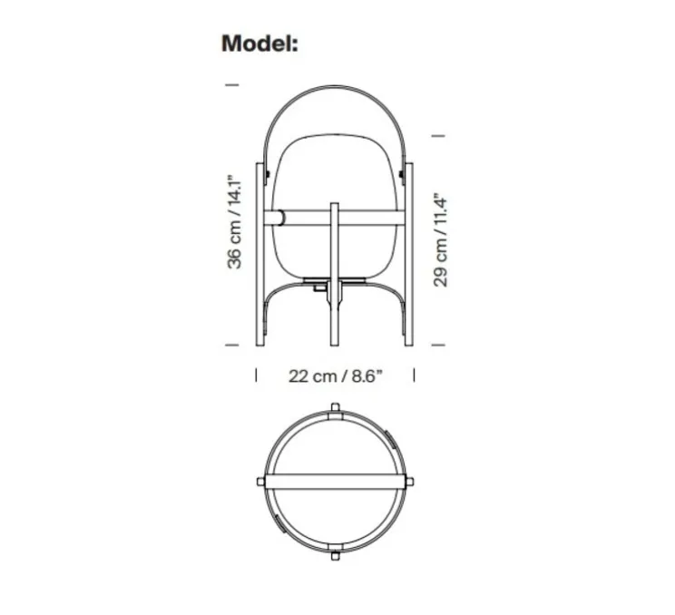 Lampe, Baladeuse, Cestita Alubat, noir, IP65, LED, dim, 2700K, 313 lm, Ø22cm, H36cm - Santa & Cole