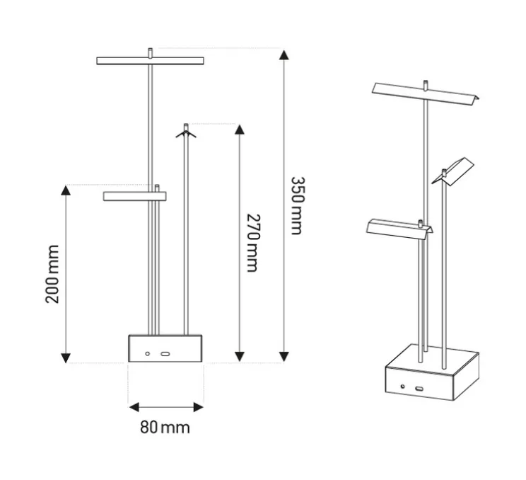 Lampe, baladeuse, Cordeless, KNOKKE, LED, 2700k, noir et laiton, L8cm, H35cm - DCW éditions Paris