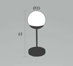 Lampe, baladeuse d'extérieur, Mooon !, orcre rouge, dim, 3000K à 6000K, 500lm, IP44, Ø25cm, H63cm - Fermob
