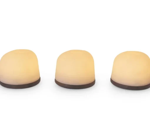Lampe, Baladeuse, Fondant set de 3, noyer, IP65, LED, dim, 2700K, 100 lm, Ø26cm, H8,5cm - Atelier Pierre