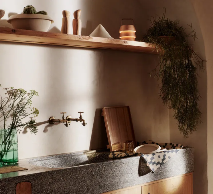 Lampe, Baladeuse, Luver, naturel, IP44, LED, dim, 2200K, 65 lm, Ø15cm, H22cm - Ferm Living