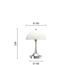 Lampe, Baladeuse, Panthella 160 Portable V3, beige chrome opal, IP44, LED, dim, 2700K, 81 lm, Ø16cm, H24,1cm - Louis Poulsen
