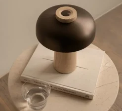 Lampe, Baladeuse, Reverse, bronze, travertin, IP44, LED, dim, 2700K, 125 lm, Ø19,6cm, H24,5cm - Audo Copenhagen