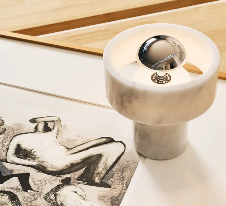Lampe, Baladeuse, Stone, argent, LED, dim, 3000K, 160 lm, Ø19cm, H28cm - Tom Dixon