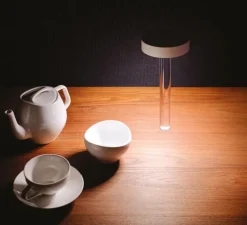 Lampe, Baladeuse, TeTaTeT Flûte, transparent, blanc, LED, 2700K, 180lm, Ø11cm, H25cm - Davide Groppi