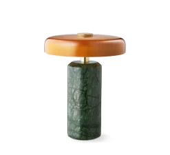 Lampe, Baladeuse,Trip, Indian Green, Marbre vert, opaline ambre, IP44, LED, dim, 3000K, Ø17cm, H21cm - Design by us