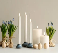 Lampe Bougie, Smooth Pillar, blanc nordique, Ø10cm, H15cm, LED, dim - UYUNI