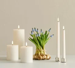 Lampe Bougie, Smooth Pillar, blanc nordique, Ø7,8cm, H15cm , LED, dim- UYUNI